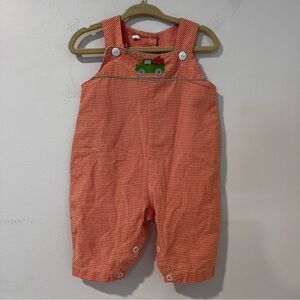 Orange Gingham Pumpkin Truck Overalls